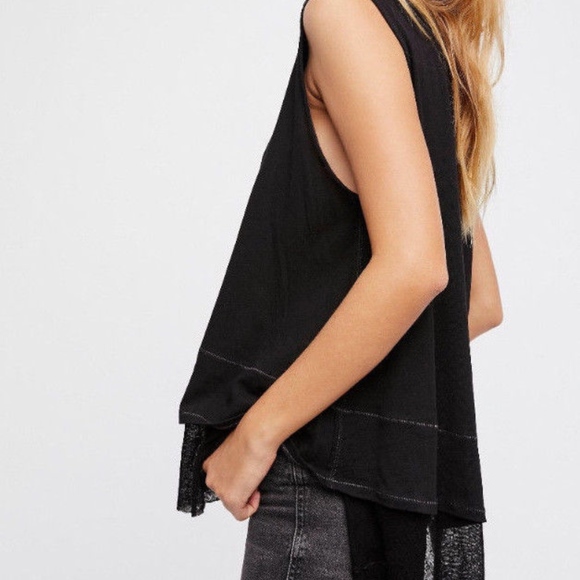 Free People Peachy Tee Tiered Frayed Hem Tank Top - Picture 2 of 3